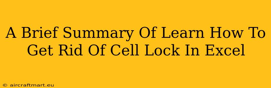 A Brief Summary Of Learn How To Get Rid Of Cell Lock In Excel