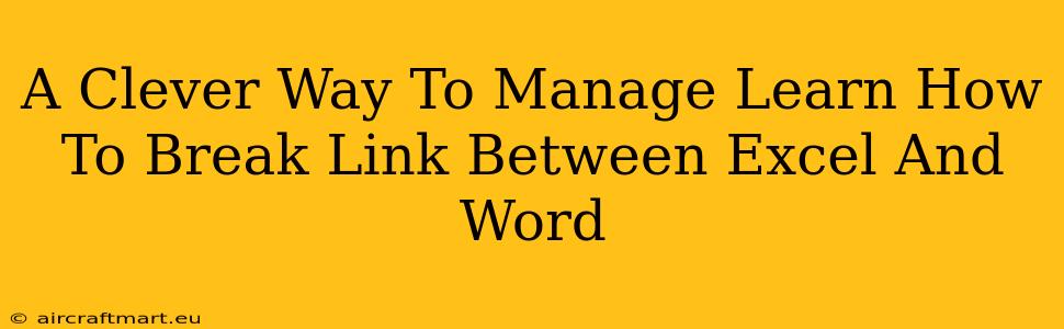 A Clever Way To Manage Learn How To Break Link Between Excel And Word