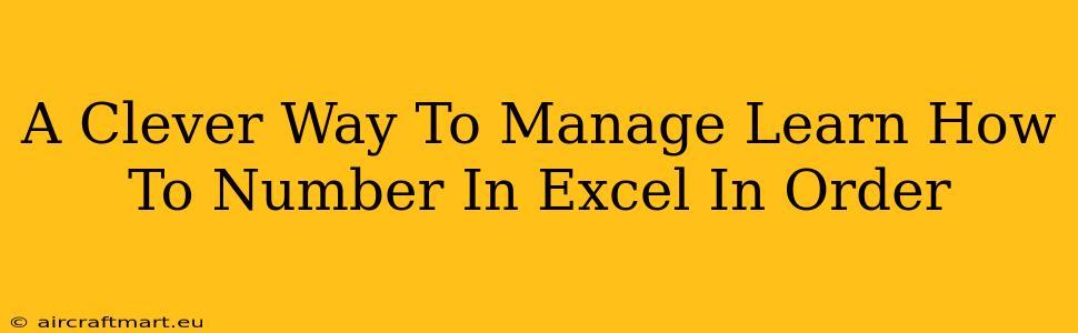 A Clever Way To Manage Learn How To Number In Excel In Order