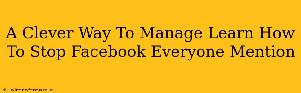 A Clever Way To Manage Learn How To Stop Facebook Everyone Mention