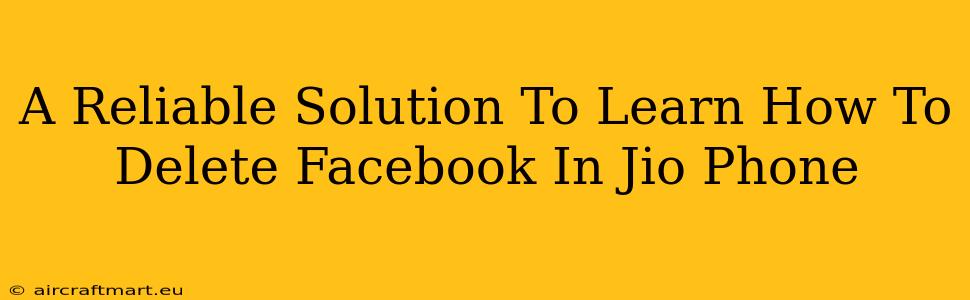 A Reliable Solution To Learn How To Delete Facebook In Jio Phone