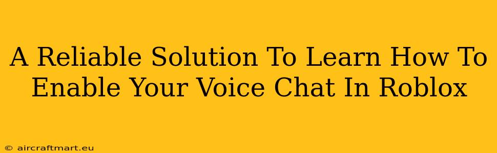 A Reliable Solution To Learn How To Enable Your Voice Chat In Roblox