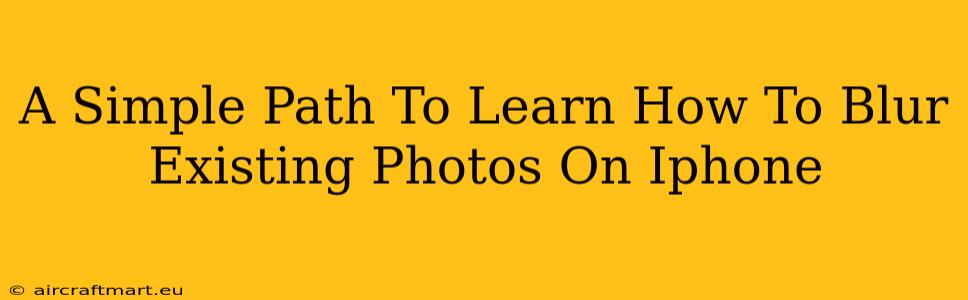 A Simple Path To Learn How To Blur Existing Photos On Iphone