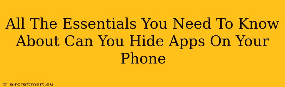 All The Essentials You Need To Know About Can You Hide Apps On Your Phone