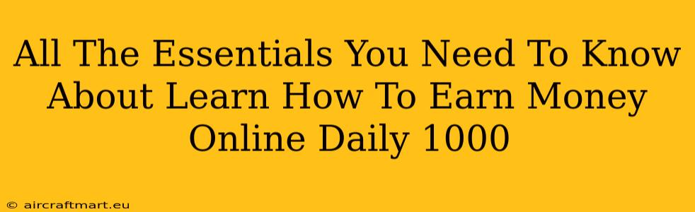 All The Essentials You Need To Know About Learn How To Earn Money Online Daily 1000