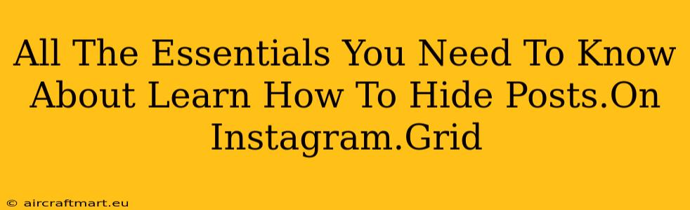 All The Essentials You Need To Know About Learn How To Hide Posts.On Instagram.Grid