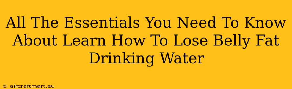 All The Essentials You Need To Know About Learn How To Lose Belly Fat Drinking Water