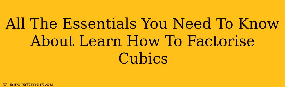 All The Essentials You Need To Know About Learn How To Factorise Cubics