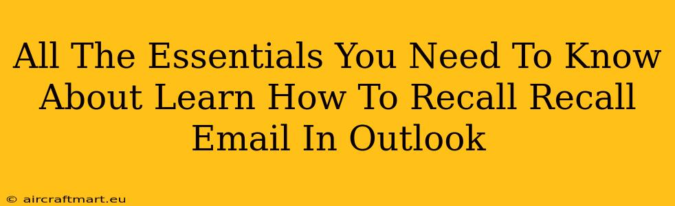 All The Essentials You Need To Know About Learn How To Recall Recall Email In Outlook