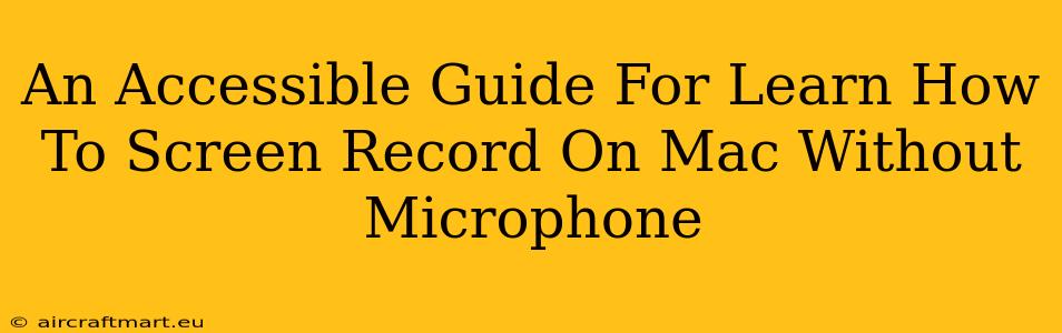 An Accessible Guide For Learn How To Screen Record On Mac Without Microphone