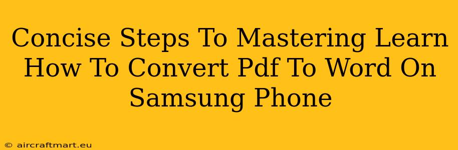 Concise Steps To Mastering Learn How To Convert Pdf To Word On Samsung Phone