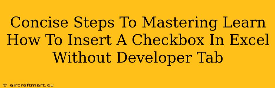 Concise Steps To Mastering Learn How To Insert A Checkbox In Excel Without Developer Tab