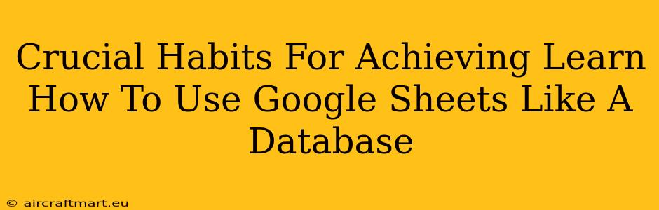 Crucial Habits For Achieving Learn How To Use Google Sheets Like A Database