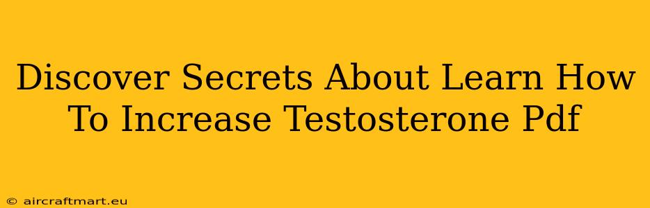 Discover Secrets About Learn How To Increase Testosterone Pdf