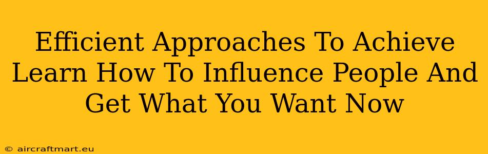 Efficient Approaches To Achieve Learn How To Influence People And Get What You Want Now