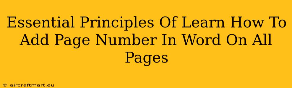 Essential Principles Of Learn How To Add Page Number In Word On All Pages