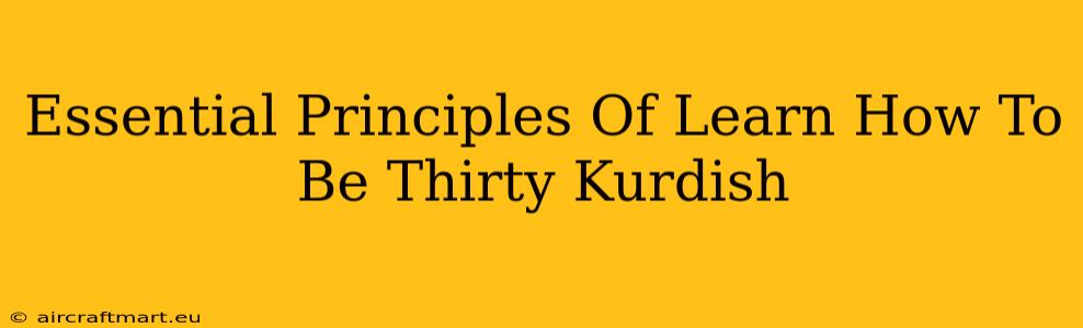 Essential Principles Of Learn How To Be Thirty Kurdish