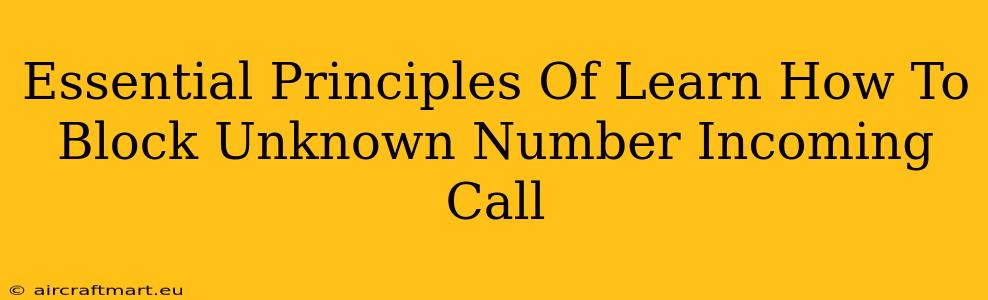 Essential Principles Of Learn How To Block Unknown Number Incoming Call