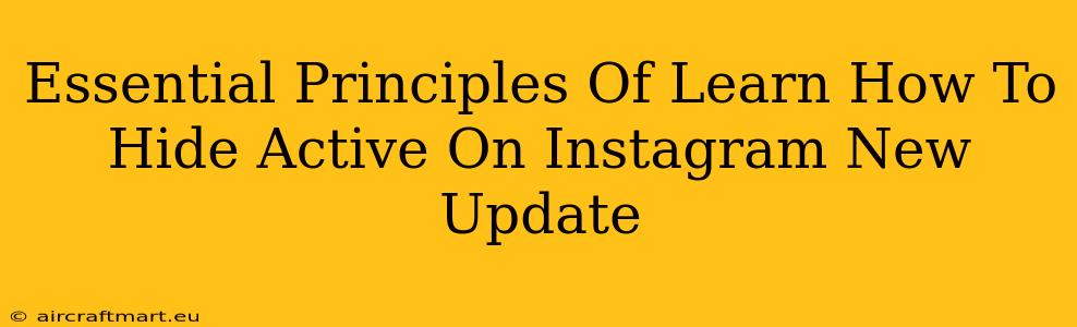 Essential Principles Of Learn How To Hide Active On Instagram New Update