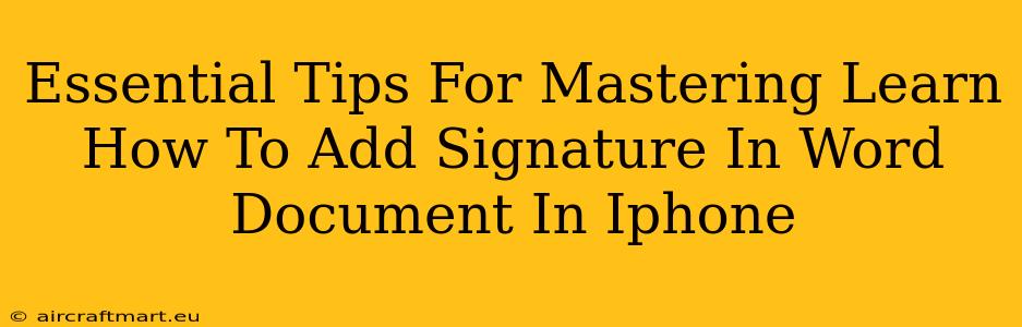 Essential Tips For Mastering Learn How To Add Signature In Word Document In Iphone