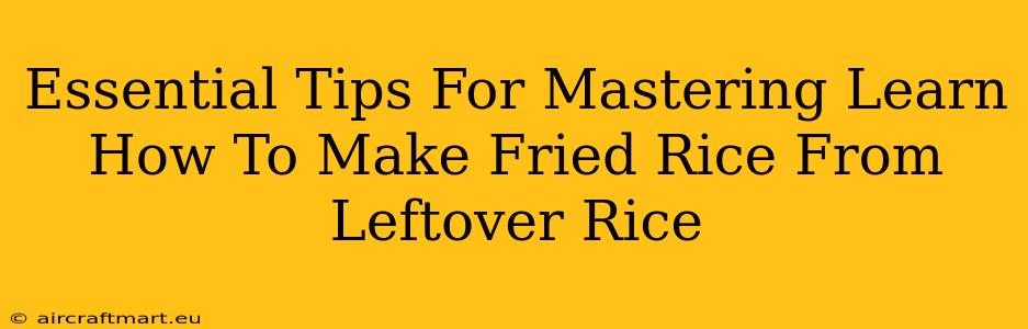 Essential Tips For Mastering Learn How To Make Fried Rice From Leftover Rice