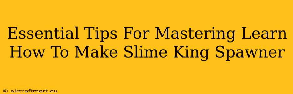 Essential Tips For Mastering Learn How To Make Slime King Spawner