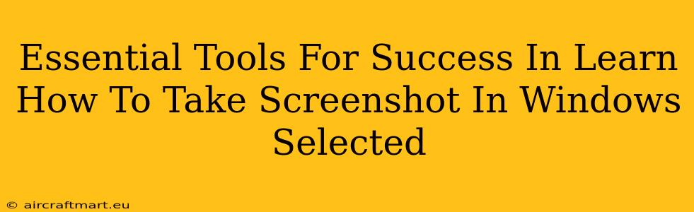 Essential Tools For Success In Learn How To Take Screenshot In Windows Selected