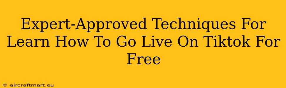 Expert-Approved Techniques For Learn How To Go Live On Tiktok For Free