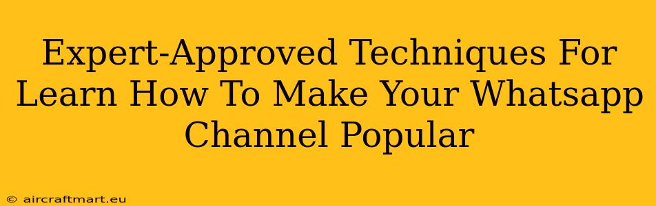 Expert-Approved Techniques For Learn How To Make Your Whatsapp Channel Popular