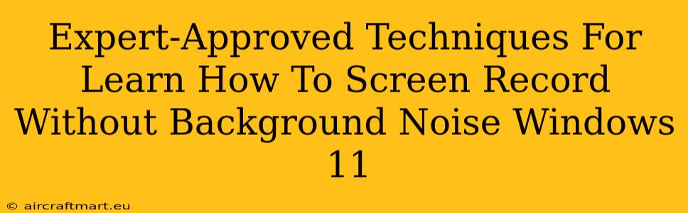 Expert-Approved Techniques For Learn How To Screen Record Without Background Noise Windows 11