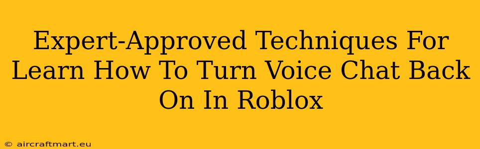 Expert-Approved Techniques For Learn How To Turn Voice Chat Back On In Roblox