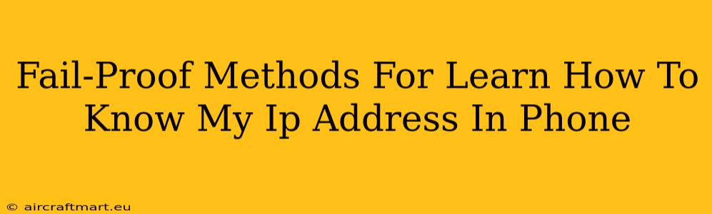 Fail-Proof Methods For Learn How To Know My Ip Address In Phone