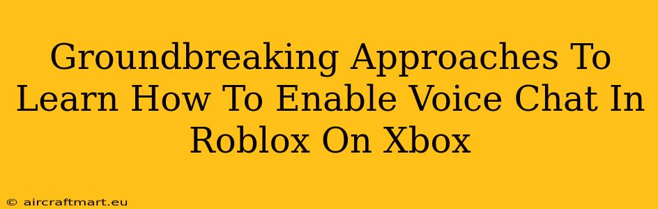 Groundbreaking Approaches To Learn How To Enable Voice Chat In Roblox On Xbox