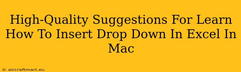 High-Quality Suggestions For Learn How To Insert Drop Down In Excel In Mac