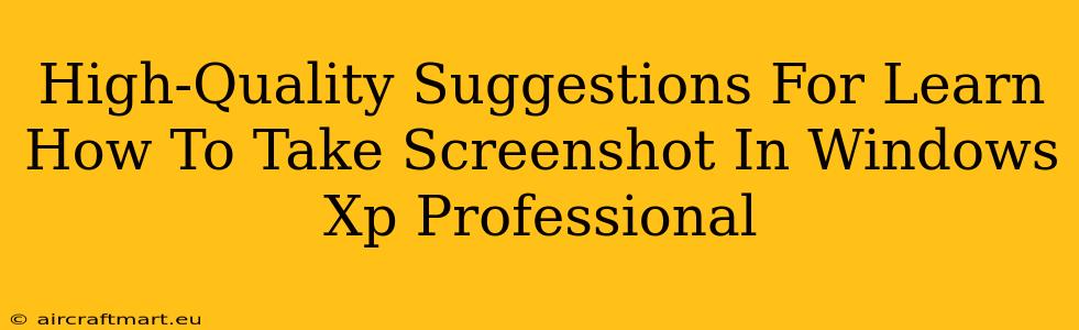 High-Quality Suggestions For Learn How To Take Screenshot In Windows Xp Professional