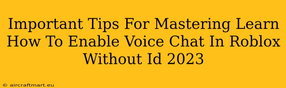 Important Tips For Mastering Learn How To Enable Voice Chat In Roblox Without Id 2023