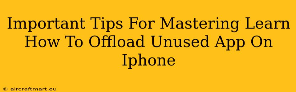 Important Tips For Mastering Learn How To Offload Unused App On Iphone