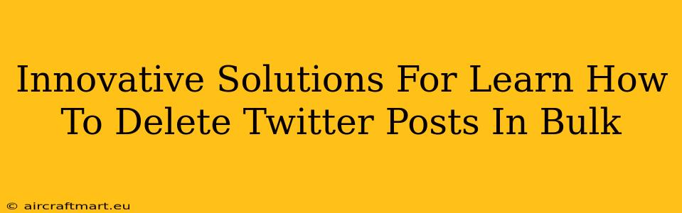 Innovative Solutions For Learn How To Delete Twitter Posts In Bulk