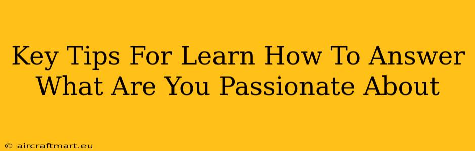 Key Tips For Learn How To Answer What Are You Passionate About