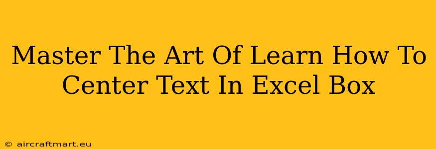 Master The Art Of Learn How To Center Text In Excel Box