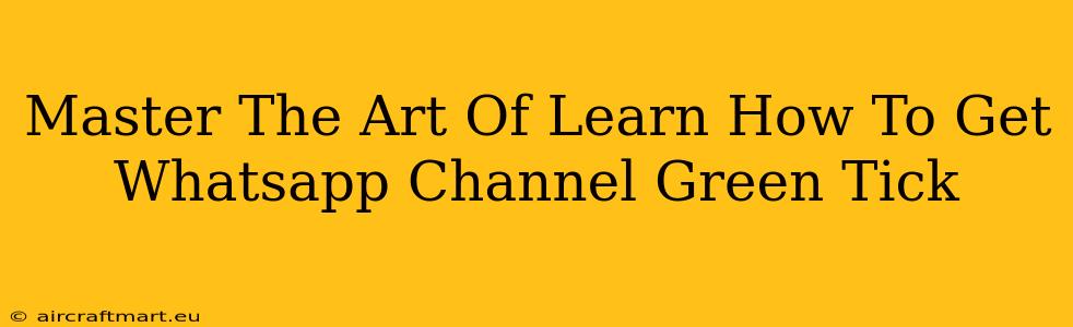 Master The Art Of Learn How To Get Whatsapp Channel Green Tick