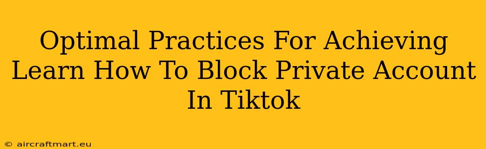 Optimal Practices For Achieving Learn How To Block Private Account In Tiktok