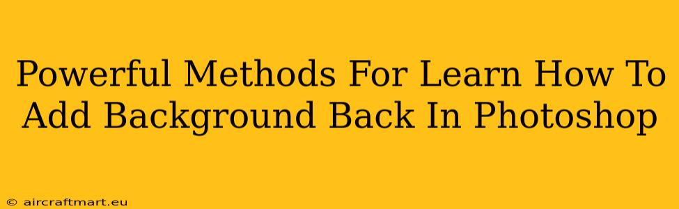 Powerful Methods For Learn How To Add Background Back In Photoshop