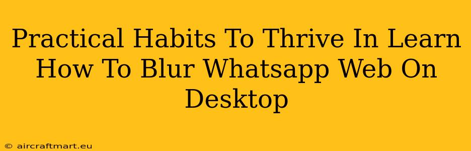 Practical Habits To Thrive In Learn How To Blur Whatsapp Web On Desktop