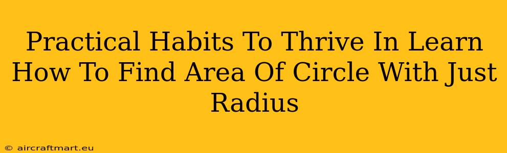 Practical Habits To Thrive In Learn How To Find Area Of Circle With Just Radius