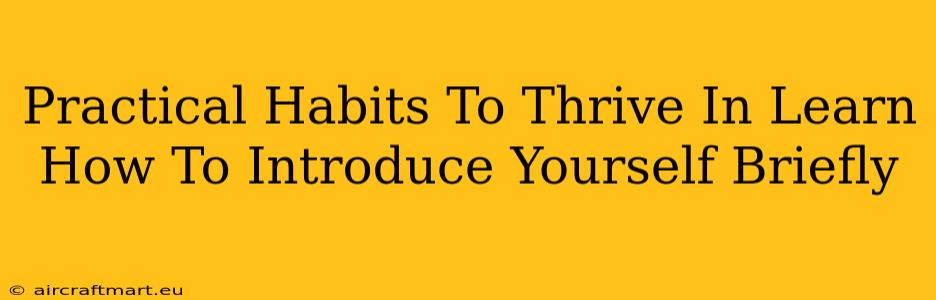 Practical Habits To Thrive In Learn How To Introduce Yourself Briefly