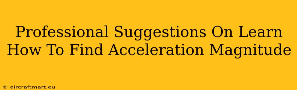 Professional Suggestions On Learn How To Find Acceleration Magnitude