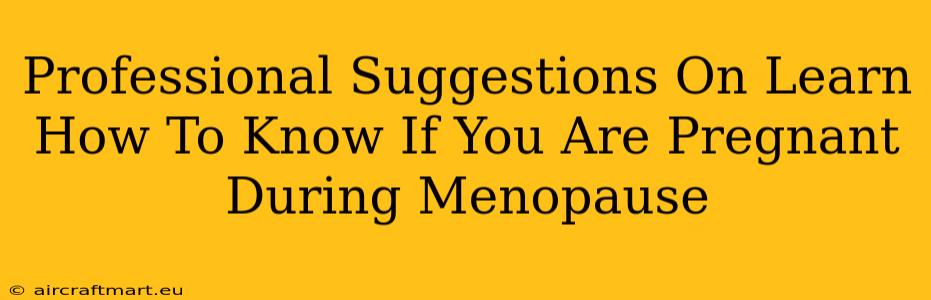 Professional Suggestions On Learn How To Know If You Are Pregnant During Menopause