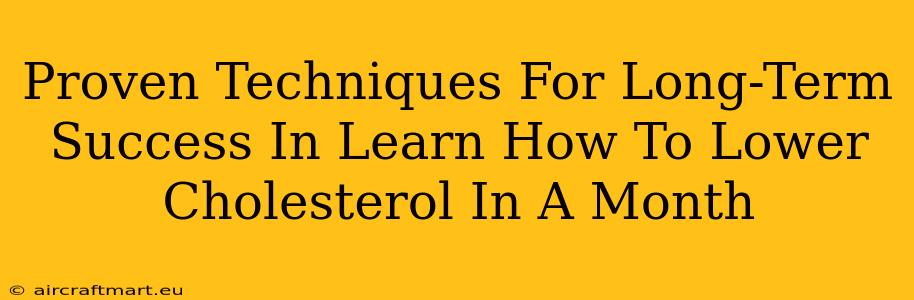 Proven Techniques For Long-Term Success In Learn How To Lower Cholesterol In A Month