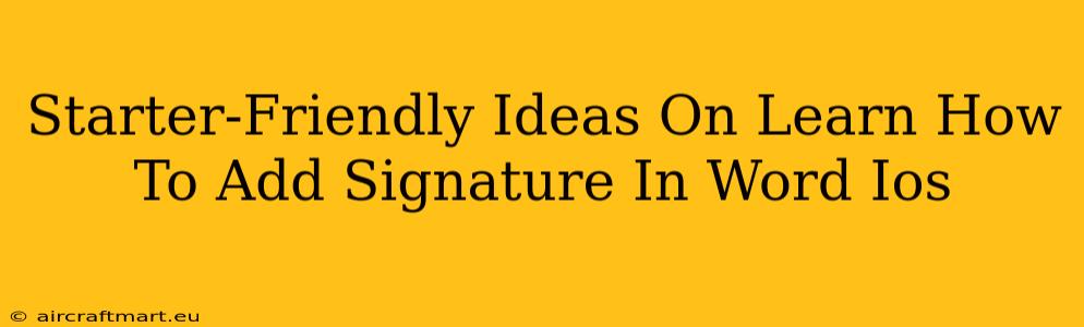 Starter-Friendly Ideas On Learn How To Add Signature In Word Ios